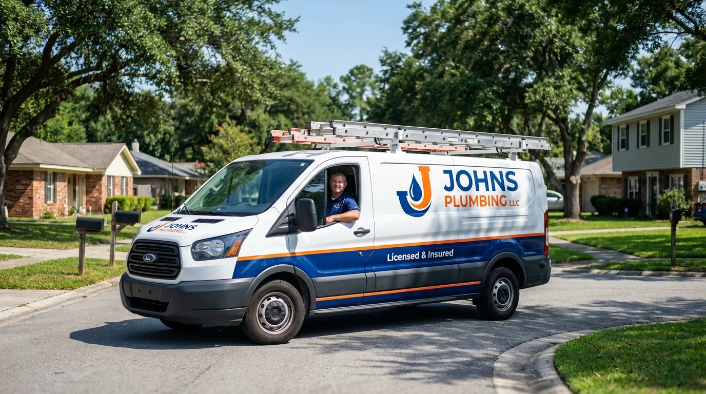 Johns Plumbing LLC service van in Mountain View, WY